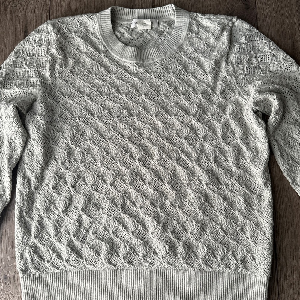 Club monaco Pointelle Stitch Crew Sweater Color: Metal Size Medium - Picture 4 of 10